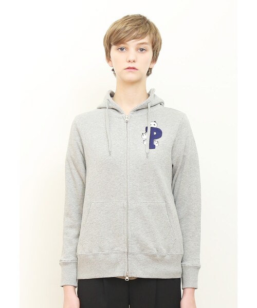 Design Tshirts Store graniph(デザイン ティーシャツ ストア グラニフ)の「ベーシック ロング スリーブ ジップ パーカー (P ロゴ パンダ)(その他・ヘザー グレー・SS/S/M/L)」の9枚目の写真