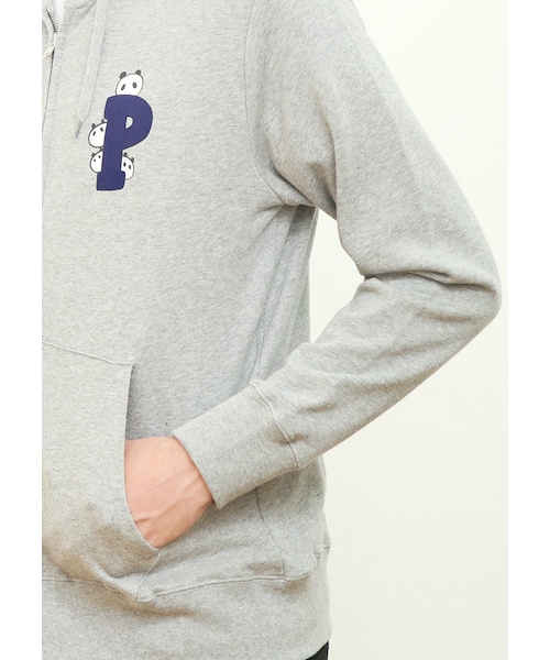 Design Tshirts Store graniph(デザイン ティーシャツ ストア グラニフ)の「ベーシック ロング スリーブ ジップ パーカー (P ロゴ パンダ)(その他・ヘザー グレー・SS/S/M/L)」の3枚目の写真