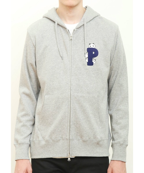 Design Tshirts Store graniph(デザイン ティーシャツ ストア グラニフ)の「ベーシック ロング スリーブ ジップ パーカー (P ロゴ パンダ)(その他・ヘザー グレー・SS/S/M/L)」の4枚目の写真