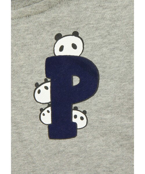Design Tshirts Store graniph(デザイン ティーシャツ ストア グラニフ)の「ベーシック ロング スリーブ ジップ パーカー (P ロゴ パンダ)(その他・ヘザー グレー・SS/S/M/L)」の2枚目の写真