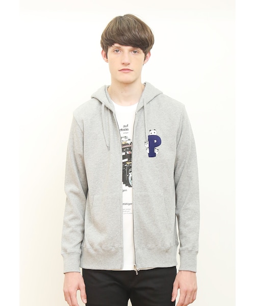 Design Tshirts Store graniph(デザイン ティーシャツ ストア グラニフ)の「ベーシック ロング スリーブ ジップ パーカー (P ロゴ パンダ)(その他・ヘザー グレー・SS/S/M/L)」の7枚目の写真