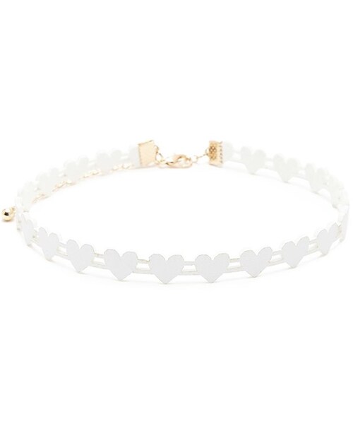 FOREVER 21（フォーエバー トゥエンティーワン）の「FOREVER 21+ Faux Leather Heart Choker（ネックレス・レディース・White・ONE SIZE）」の3枚目の写真