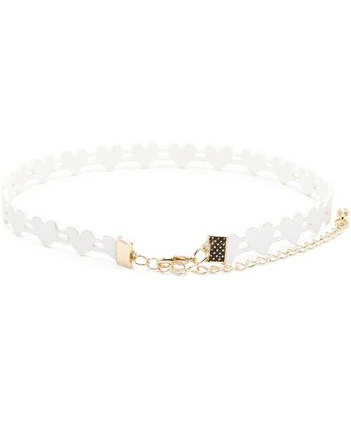 FOREVER 21（フォーエバー トゥエンティーワン）の「FOREVER 21+ Faux Leather Heart Choker（ネックレス・レディース・White・ONE SIZE）」の5枚目の写真