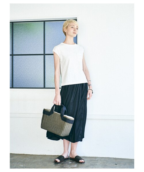 AMERICAN HOLIC（アメリカンホリック）の「【Special Price】・サテンギャザーマキシスカート（スカート・ブラック/ピンク/グレーベージュ/イエロー/ターコイズブルー/サックスブルー/ネイビー/パープル・F）」の8枚目の写真