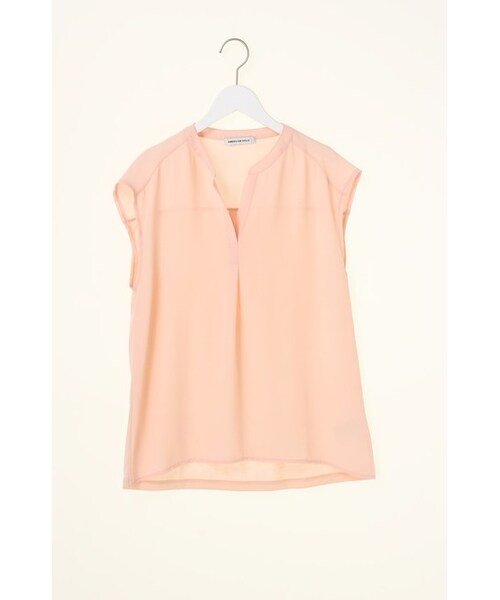 AMERICAN HOLIC（アメリカンホリック）の「【Special Price】スキッパー衿シフォンドッキングブラウス（トップス・オフホワイト/ブラック/ピンク/ミント・F）」の10枚目の写真