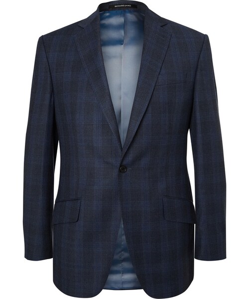 Richard James リチャード ジェームス の Richard James Blue Hyde Slim Fit Checked Wool Suit Jacket フォーマルスーツ 小物 Wear