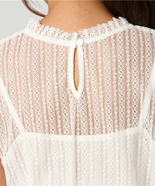 archives（アルシーヴ）の「ストライプレースフレンチトップス（Tシャツ/カットソー・レディース・オフホワイト/ブラウン/ブルー・MEDIUM）」の8枚目の写真