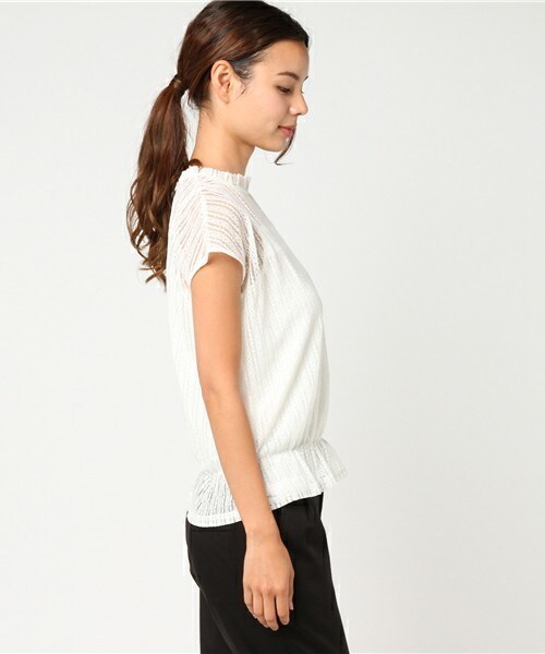 archives（アルシーヴ）の「ストライプレースフレンチトップス（Tシャツ/カットソー・レディース・オフホワイト/ブラウン/ブルー・MEDIUM）」の5枚目の写真