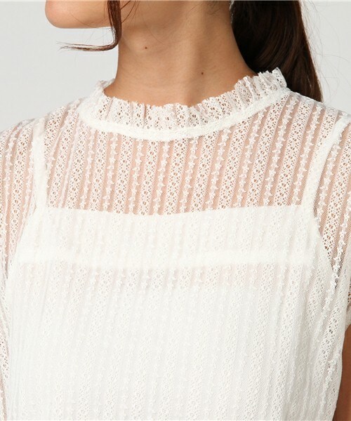 archives（アルシーヴ）の「ストライプレースフレンチトップス（Tシャツ/カットソー・レディース・オフホワイト/ブラウン/ブルー・MEDIUM）」の7枚目の写真