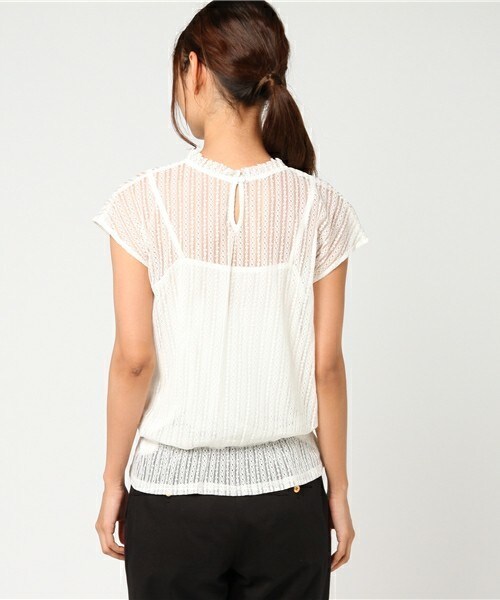 archives（アルシーヴ）の「ストライプレースフレンチトップス（Tシャツ/カットソー・レディース・オフホワイト/ブラウン/ブルー・MEDIUM）」の6枚目の写真