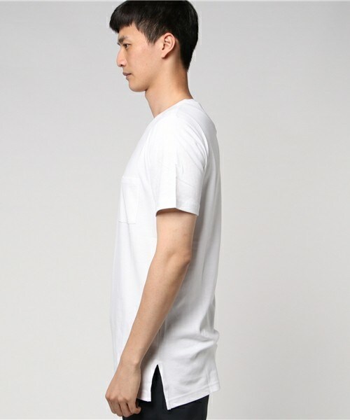 MIND BLOW（マインドブロウ）の「ロング丈ポケットTシャツ[キシリトール加工]（Tシャツ/カットソー・メンズ・ホワイト/ミント/サックスブルー/ラベンダー/ピンク・M/L/LL）」の6枚目の写真