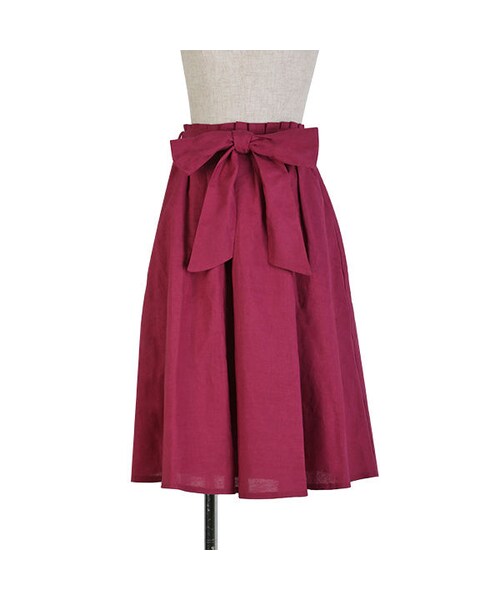 F i.n.t（フィント）の「リネン風ウエストリボンタックスカート/F&A（スカート・レディース・その他）」の3枚目の写真