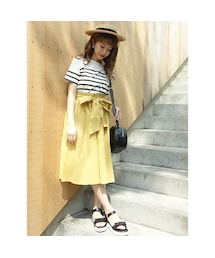 F i.n.t | リネン風ウエストリボンタックスカート/F&A(スカート)