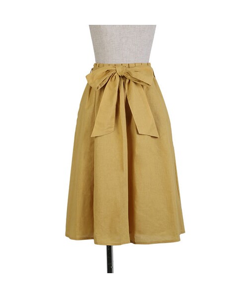 F i.n.t（フィント）の「リネン風ウエストリボンタックスカート/F&A（スカート・レディース・その他）」の2枚目の写真
