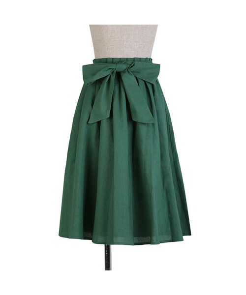 F i.n.t（フィント）の「リネン風ウエストリボンタックスカート/F&A（スカート・レディース・その他）」の4枚目の写真