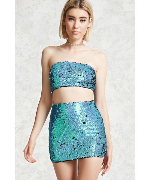 FOREVER 21(フォーエバー トゥエンティーワン)の「ツートーンスパンコールチューブトップ(その他・レディース・PINK/WHITE/BLUE/BLACK・S/M/L)」の7枚目の写真