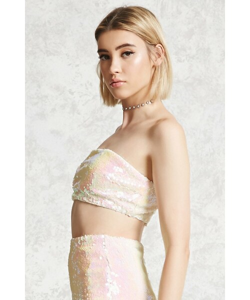 FOREVER 21(フォーエバー トゥエンティーワン)の「ツートーンスパンコールチューブトップ(その他・レディース・PINK/WHITE/BLUE/BLACK・S/M/L)」の2枚目の写真