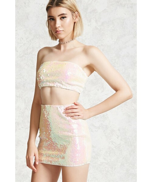 FOREVER 21(フォーエバー トゥエンティーワン)の「ツートーンスパンコールチューブトップ(その他・レディース・PINK/WHITE/BLUE/BLACK・S/M/L)」の6枚目の写真