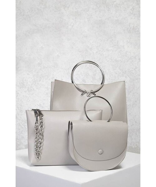 FOREVER 21(フォーエバー トゥエンティーワン)の「FOREVER 21+ Faux Leather O-Ring Tote Set(トートバッグ・レディース・Black/Gray・ONE SIZE)」の7枚目の写真