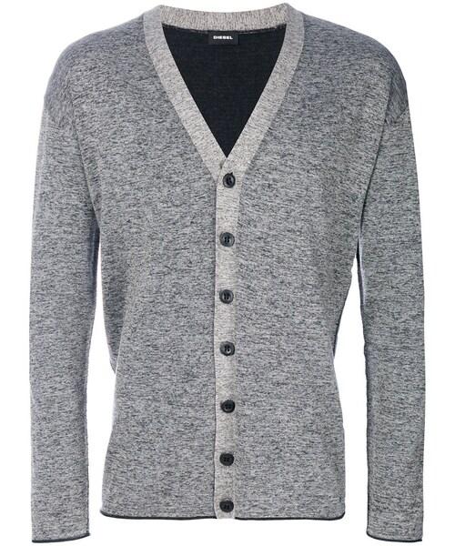 DIESEL(ディーゼル)の「Diesel - Vネック カーディガン - men - コットン - S(カーディガン/ボレロ・メンズ・グレー・S)」の1枚目の写真