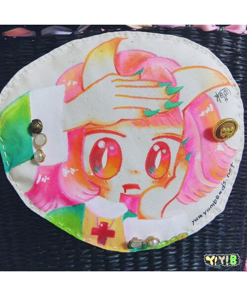 Handmade（ハンドメイド）の「デビルシスターもやこちゃん　かごバッグ（かごバッグ・レディース・その他）」の2枚目の写真