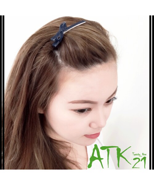 デニムリメイク☆リアルファーヘアクリップ