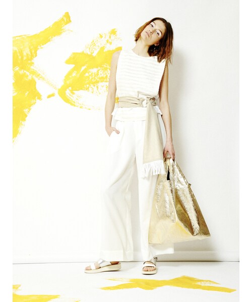 ELENDEEK（エレンディーク）の「RUSTIC MIX BLOUSE（トップス・レディース・ホワイト/アイボリー/キャメル・F）」の4枚目の写真