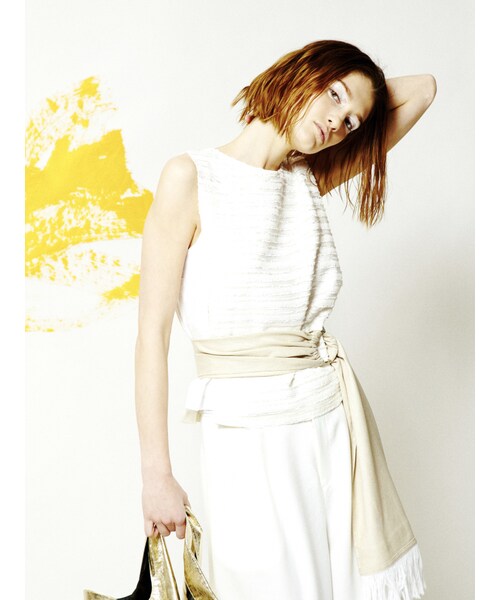 ELENDEEK（エレンディーク）の「RUSTIC MIX BLOUSE（トップス・レディース・ホワイト/アイボリー/キャメル・F）」の6枚目の写真