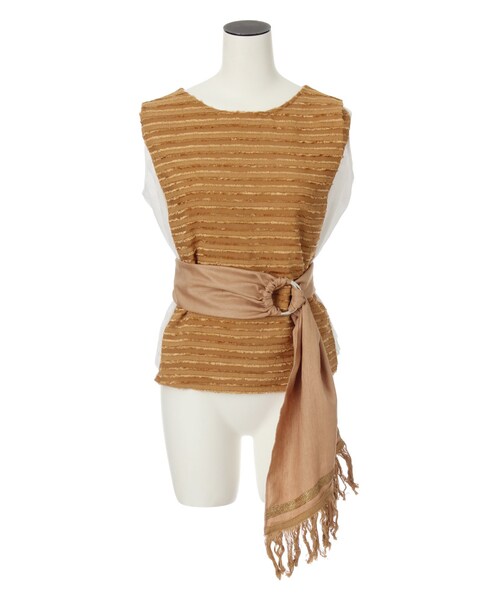 ELENDEEK（エレンディーク）の「RUSTIC MIX BLOUSE（トップス・レディース・ホワイト/アイボリー/キャメル・F）」の15枚目の写真