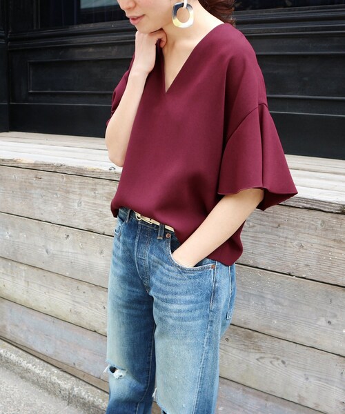 IENA ACE フレアースリーブブラウス ピンク IENA（イエナ）の「ACE フレアースリーブブラウス◇（）」 - WEAR