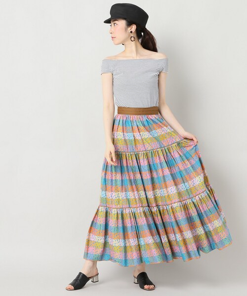t0202／IENA LA BOUCLE Nina マドラスフラワースカート IENA（イエナ）の「IENA LA BOUCLE Nina マドラスフラワー