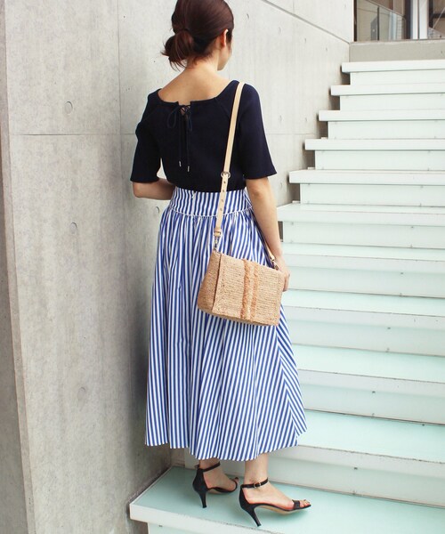 IENA（イエナ）の「BLUEストライプボリュームスカート◇（）」 - WEAR 