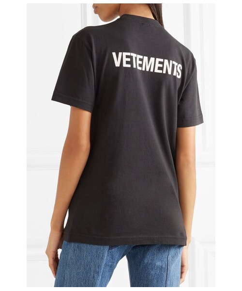 VETEMENTS（ヴェトモン）の「Vetements - Printed Cotton-jersey T-shirt - Black（Tシャツ/カットソー・レディース・Black・x small/large/small/medium）」の6枚目の写真