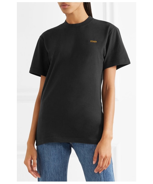 VETEMENTS（ヴェトモン）の「Vetements - Printed Cotton-jersey T-shirt - Black（Tシャツ/カットソー・レディース・Black・x small/large/small/medium）」の5枚目の写真