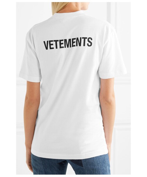 [VETEMENTS]ホワイトコットンTシャツ Vetements - Oversized Printed Cotton-Jersey T-Shirt - White