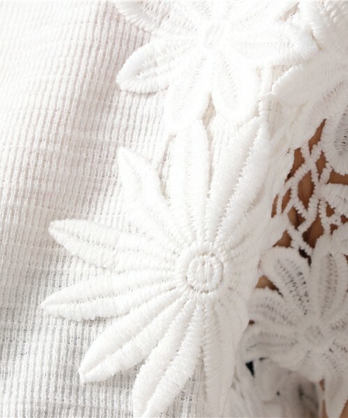 archives（アルシーヴ）の「袖レースＴシャツ（Tシャツ/カットソー・レディース・オフホワイト/ブラック/ブルー・MEDIUM）」の10枚目の写真