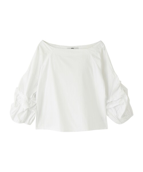 GRL（グレイル）の「ボリュームスリーブトップス（シャツ/ブラウス・レディース・ブラック/オフホワイト/ストライプ・M）」の2枚目の写真