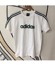 キュウリガン | 【スポーツMIX】adidas 3ライン デカロゴ ホワイト Tシャツ(Tシャツ/カットソー)