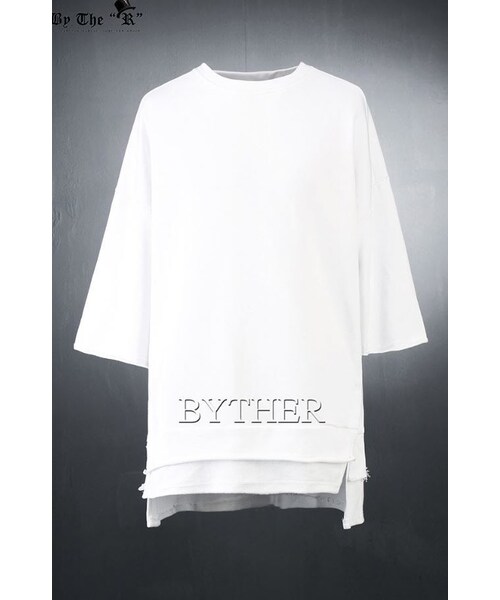 ByTheR(バイザアール)の「アンバランスヘムスウェットプルオーバー(Tシャツ/カットソー・メンズ・ホワイト/ブラック・FREE)」の1枚目の写真