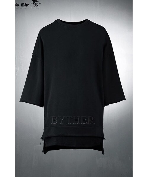 ByTheR(バイザアール)の「アンバランスヘムスウェットプルオーバー(Tシャツ/カットソー・メンズ・ホワイト/ブラック・FREE)」の2枚目の写真