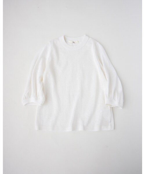 美品*45R 45rpm* ギマニットギャザーTシャツニット ボリュームスリーブ 45R（フォーティファイブアール）の「ギマニットギャザーTシャツ