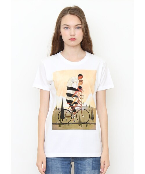 Design Tshirts Store graniph（デザイン　ティーシャツ　ストア　グラニフ）の「バイク (キース ネグレー)（トップス・ホワイト・SS/S/M/L）」の9枚目の写真