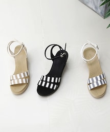 SOVOMALL | ストライプポイントウェッジサンダル(サンダル)