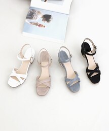 SOVOMALL | メタルMIXチャンキーヒールサンダル(サンダル)