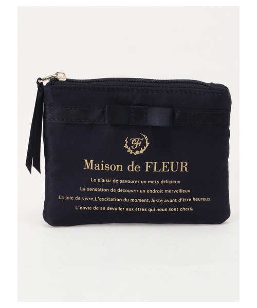 Maison de FLEUR サテンブランドロゴポーチ Maison de FLEUR（メゾンドフルール）の「サテンブランドロゴ