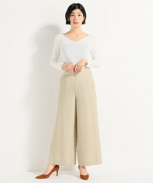 FRAMeWORK（フレームワーク）の「リネンライク ワイドパンツ（パンツ・ベージュ A/36/在庫あり/38/残り2点）」の3枚目の写真