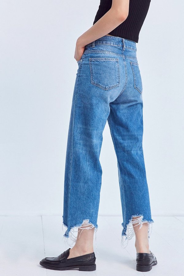 DL1961   （-）の「DL1961 Hepburn High-Rise Distressed Wide-Leg Jean（デニムパンツ・レディース・Blue・24/25/26/27/28/29/30/31/32）」の2枚目の写真