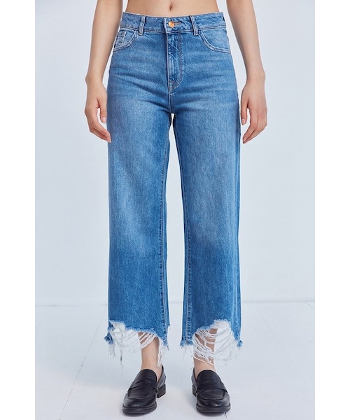DL1961   （-）の「DL1961 Hepburn High-Rise Distressed Wide-Leg Jean（デニムパンツ・レディース・Blue・24/25/26/27/28/29/30/31/32）」の3枚目の写真