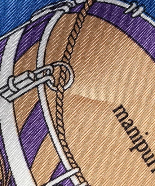 新品タグ付 manipuri シルク100% ドラム柄スカーフ ベージュ manipuri（マニプリ）の「manipuri ドラム柄スカーフ/DRUM