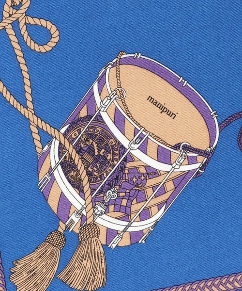 新品タグ付 manipuri シルク100% ドラム柄スカーフ ベージュ manipuri（マニプリ）の「manipuri ドラム柄スカーフ/DRUM